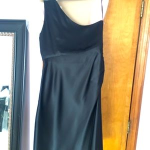 J.Crew Black satin one shoulder dress